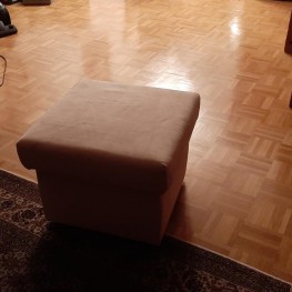 Couch mit Sessel und Hocker beige 2