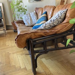 Leather/Bamboo Sofa 1