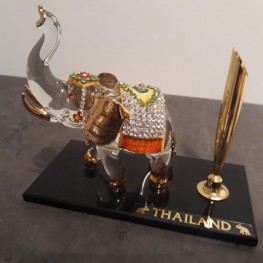 Schreibtisch Deko Thailand Glasselefant mit Stifthalter