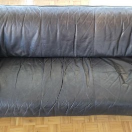 Schwarze Leder Couch 3er Sofa 2
