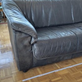 Schwarze Leder Couch 3er Sofa