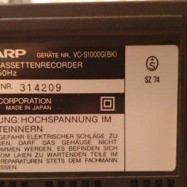 Sharp VideoCassettenRecorder VC-S10000G(BK) 1