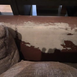 Große Couch Kunstleder/Stoff braun 1