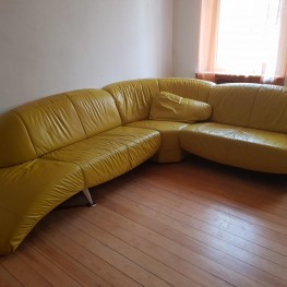 Leder-Sofa und Sessel 