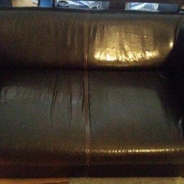 gelbe Leder Couch zu verschenken 1