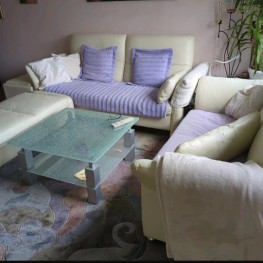 Couch Wohnlandschaft (Creme weißes Kunst-Leder)