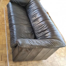 Schwarze Leder Couch 3er Sofa 1