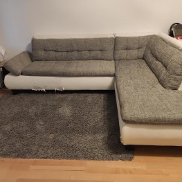Couch L-Form grau weiß 
